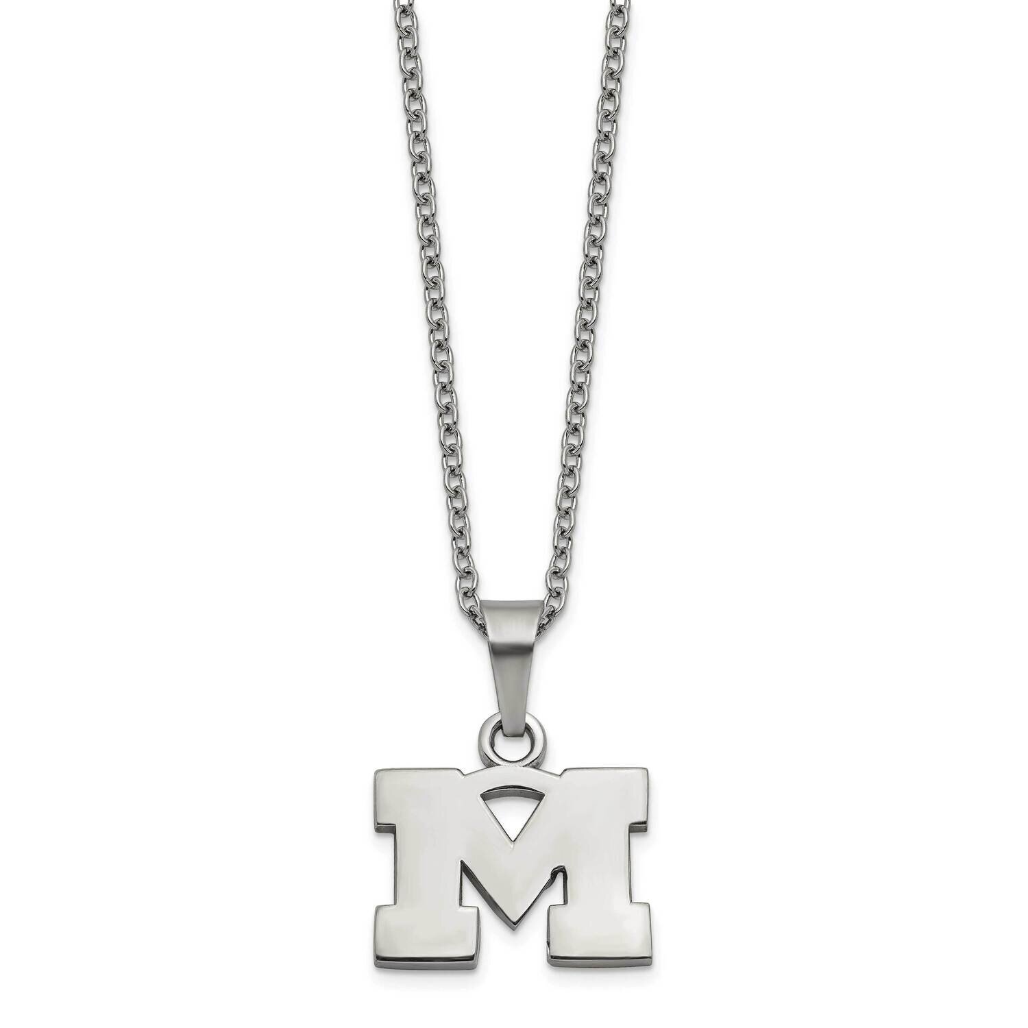 The University of Michigan Pendant &amp; Chain with 2 In E Stainless Steel ST516UM