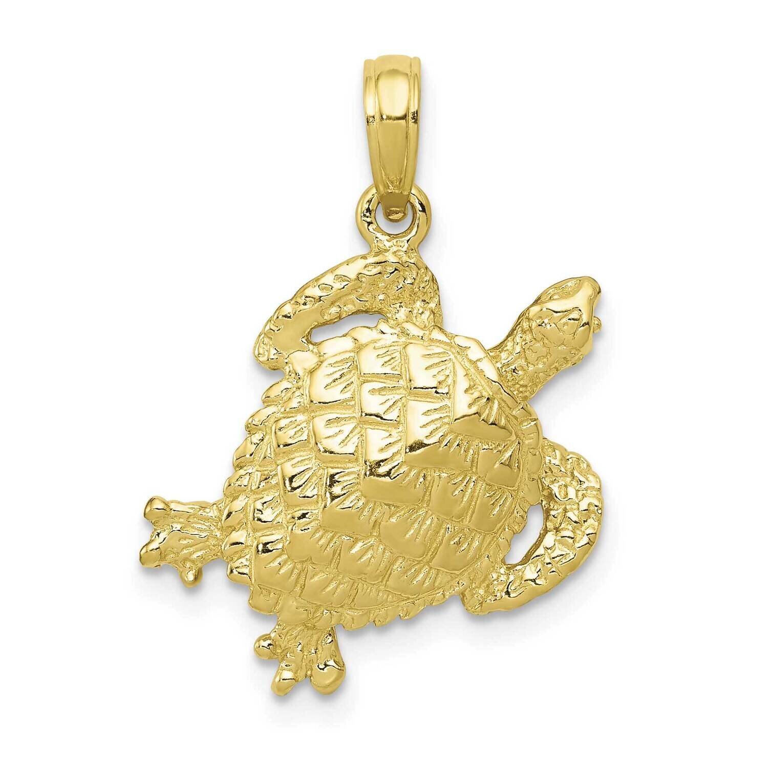 Open-Backed Turtle Pendant 10k Gold Solid Polished 10C2546