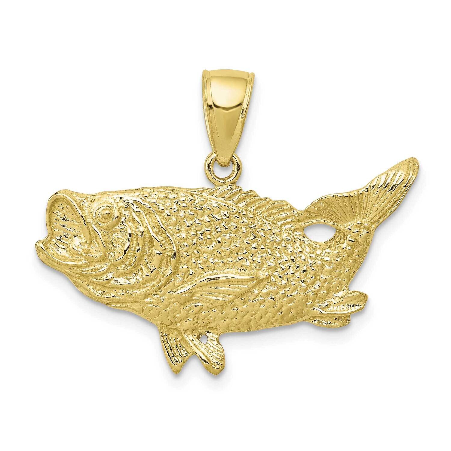 Open-Backed Bass Fish Pendant 10k Gold Polished 10C2574, MPN: 10C2574,