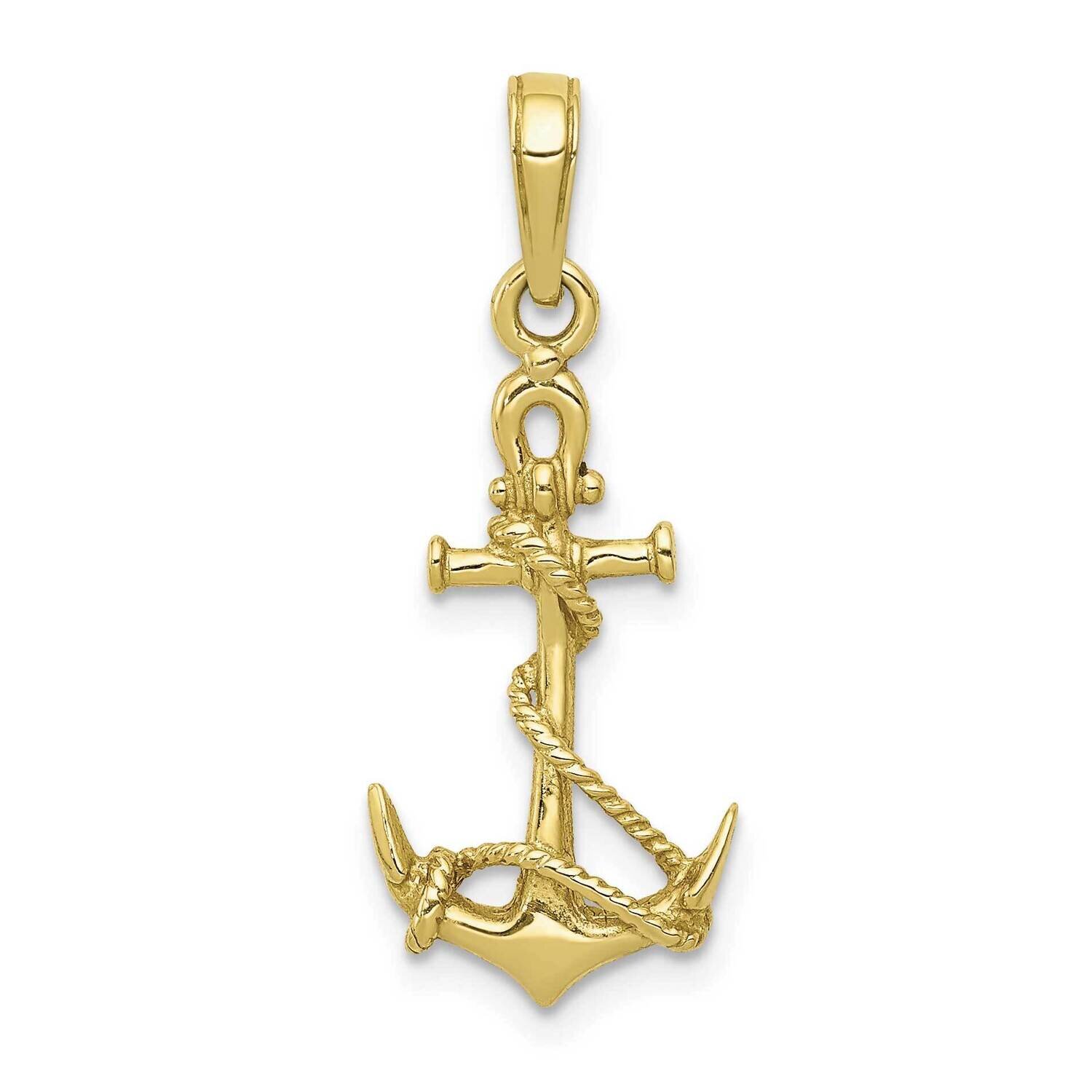 3-D Anchor with Shackle and Entwined Rope Pendant 10k Gold 10C3344