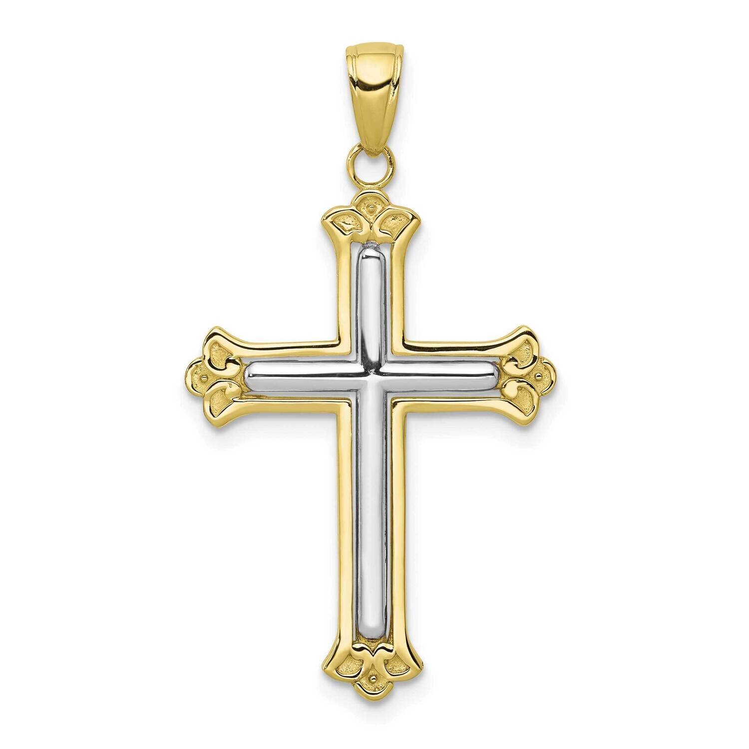 Cross In Budded Yellow Cross Frame Pendant 10k Two-Tone Gold  10C4280, MPN: 10C4280,