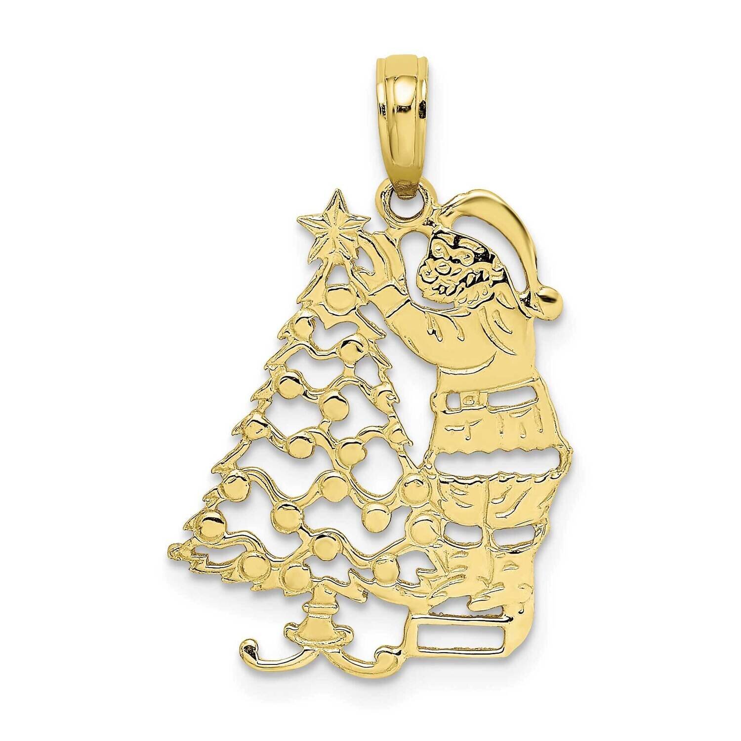 Christmas Tree Santa Pendant 10k Gold Polished 10D1119