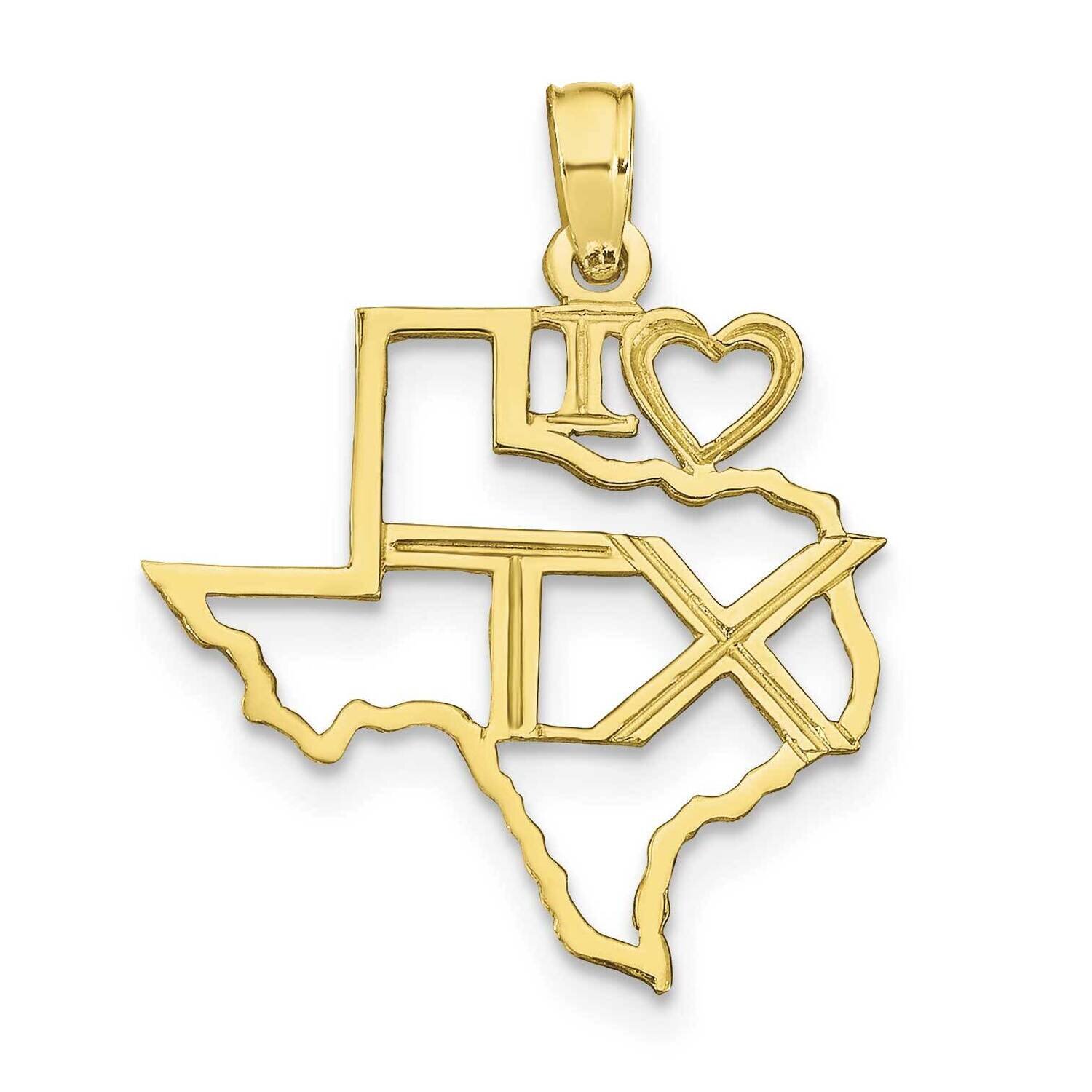 Texas State Pendant 10k Gold Solid 10D1190