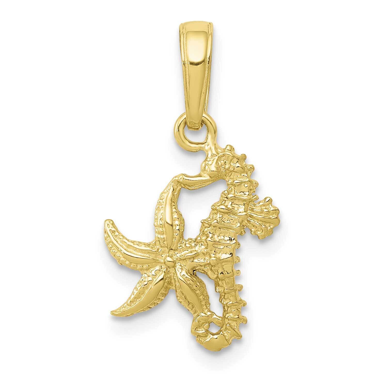 Seahorse Starfish Pendant 10k Gold 10D1394