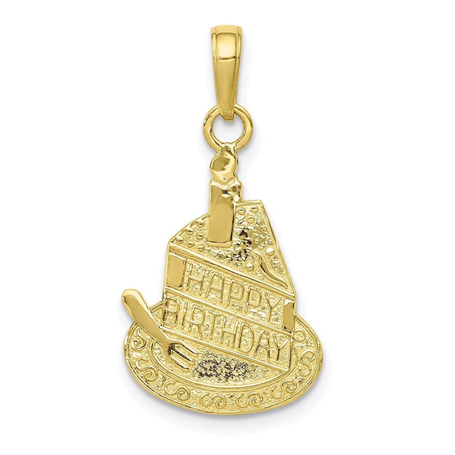 Slice of Cake with Candle Happy Birthday Pendant 10k Gold 10D3921, MPN: 10D3921,