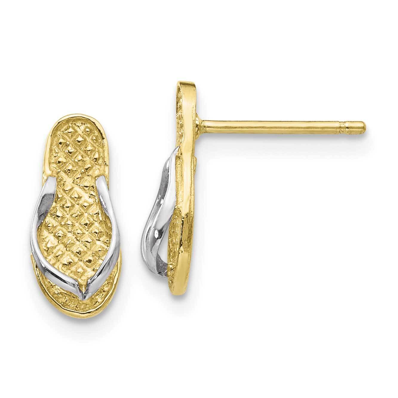 Flip Flop Earrings 10k Gold with Rhodium 10K1397