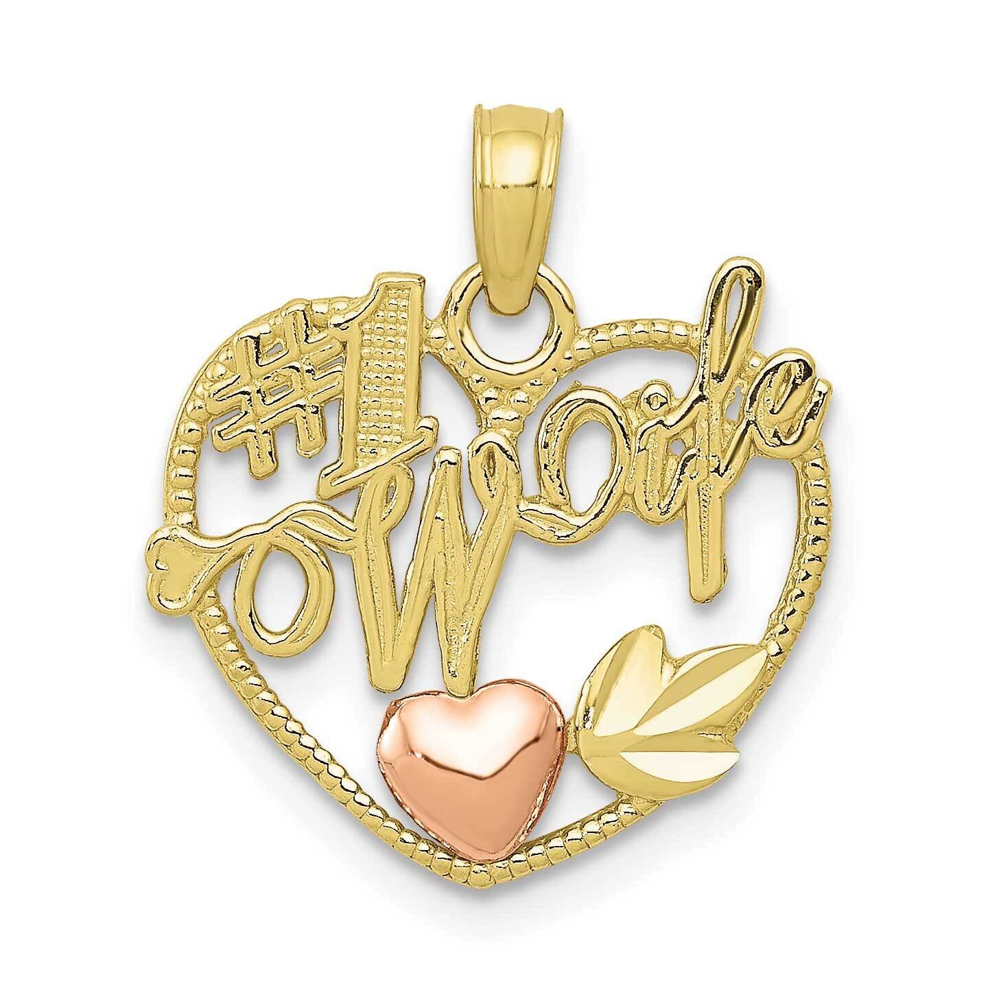 #1 Wife In Heart with Heart Pendant 10k Two-Tone Gold 10K1711