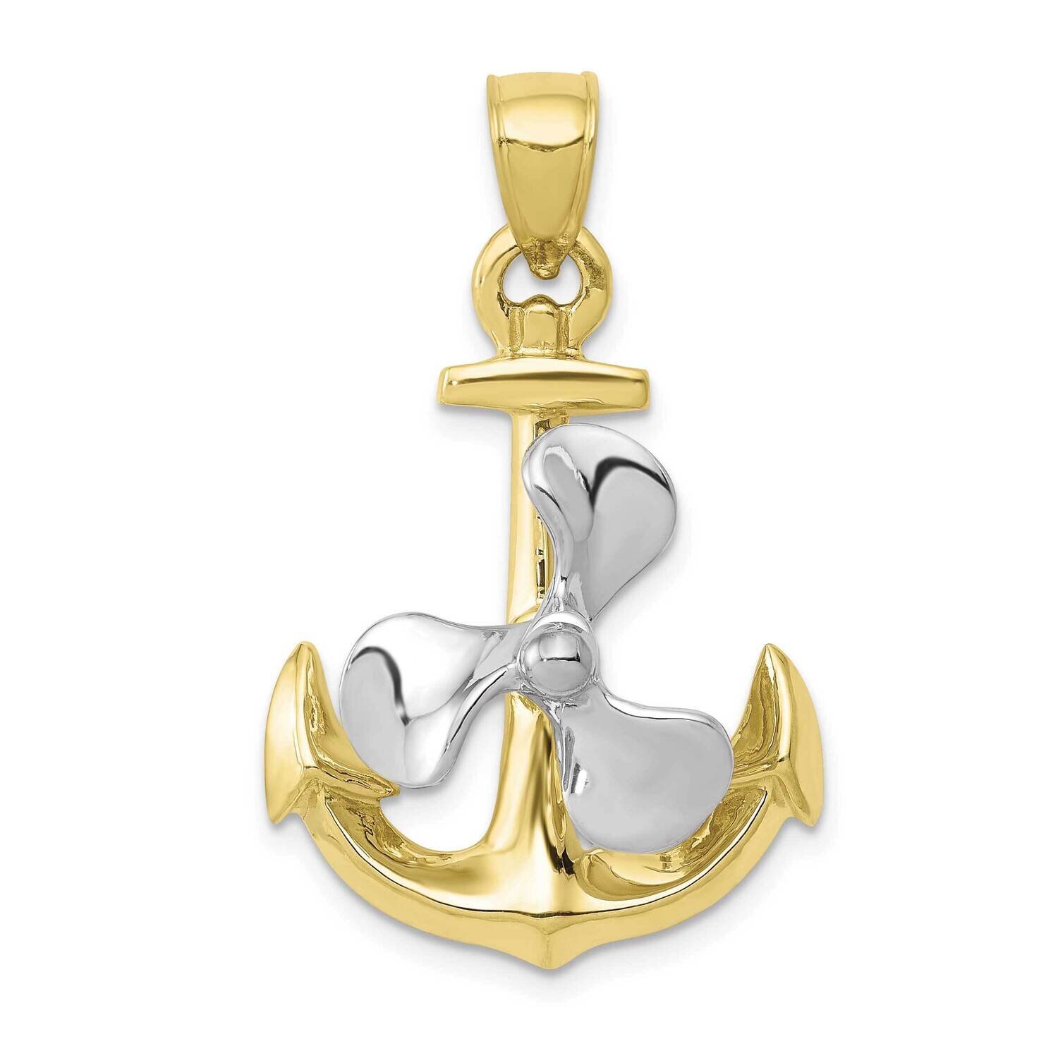 3-D Anchor with Moveable Propeller Pendant 10k Two-Tone Gold  10K1891, MPN: 10K1891,