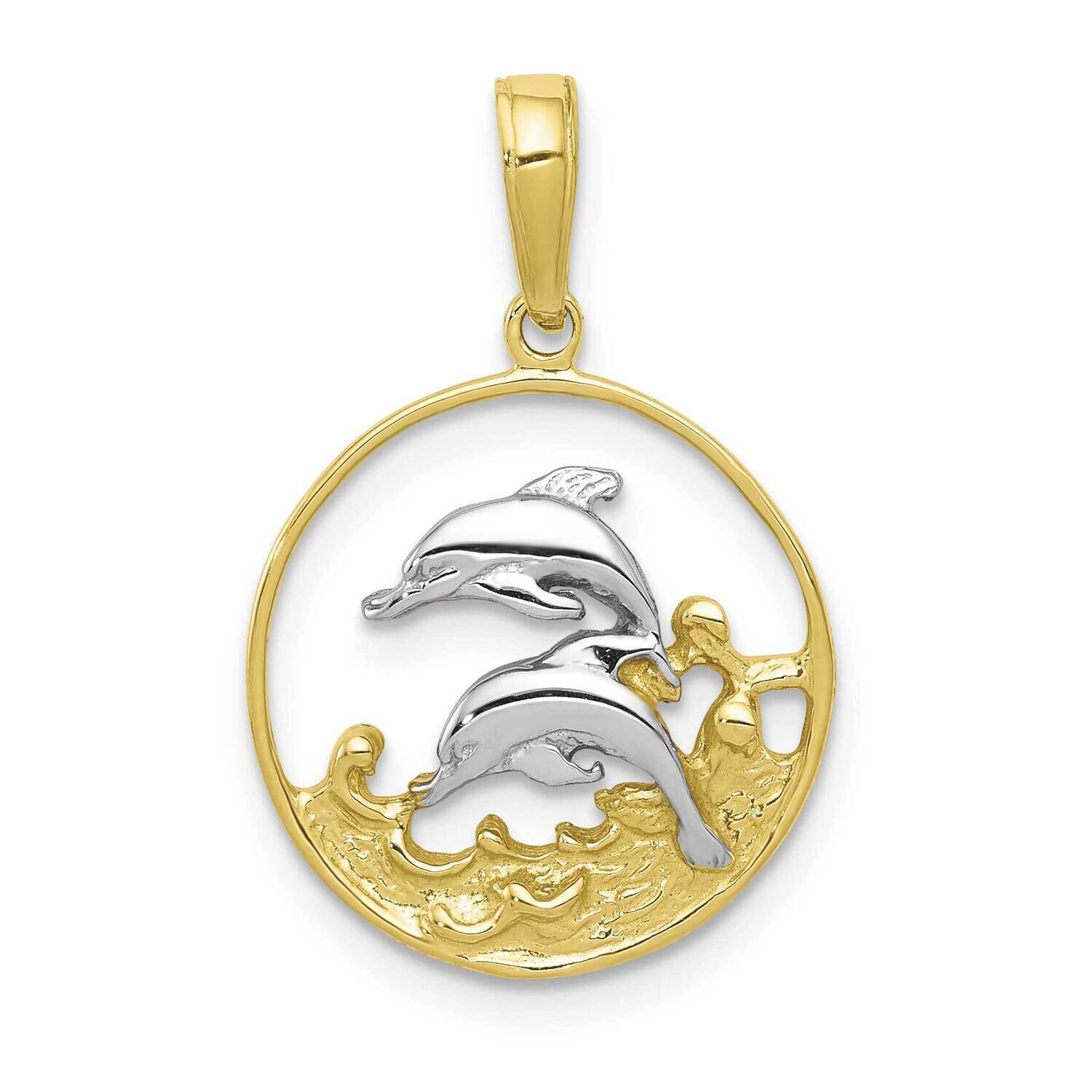 Double Dophins Charm 10k Gold &amp; Rhodium 10K4186, MPN: 10K4186, 63721818682