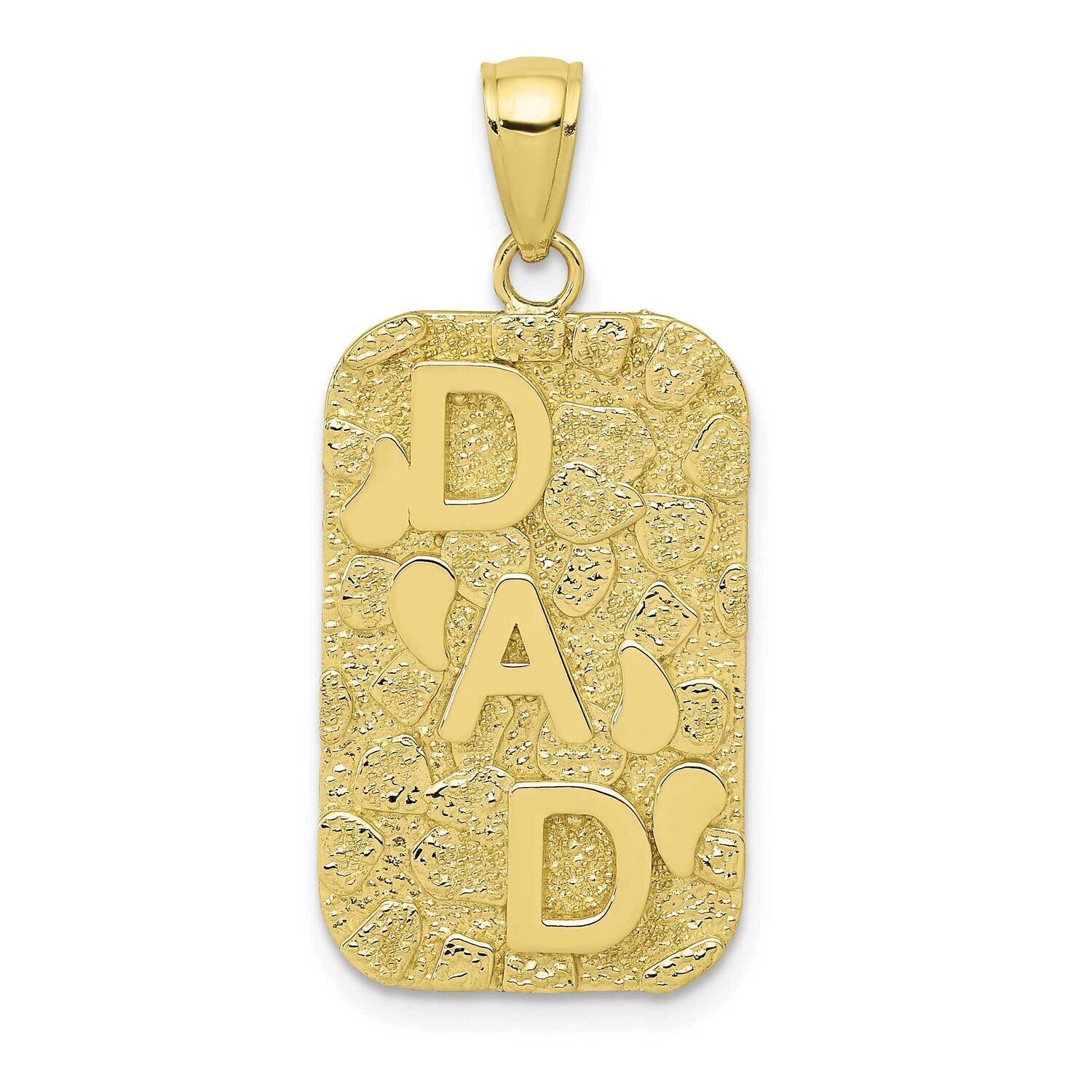 Dad Gold Nugget Dog Tag Pendant 10k Gold 10K4733