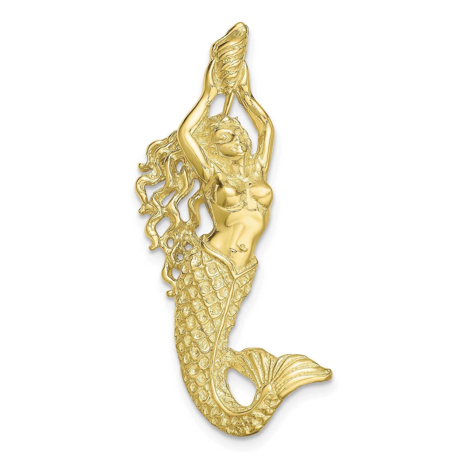 Textured Mermaid Chain Slide Pendant 10K Gold Polished 10K5370