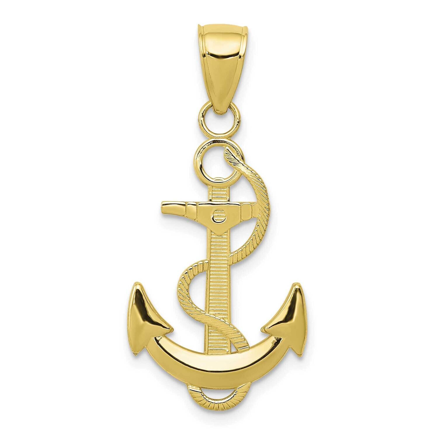 Anchor with Textured Rope 10k Gold Polished 10K5393