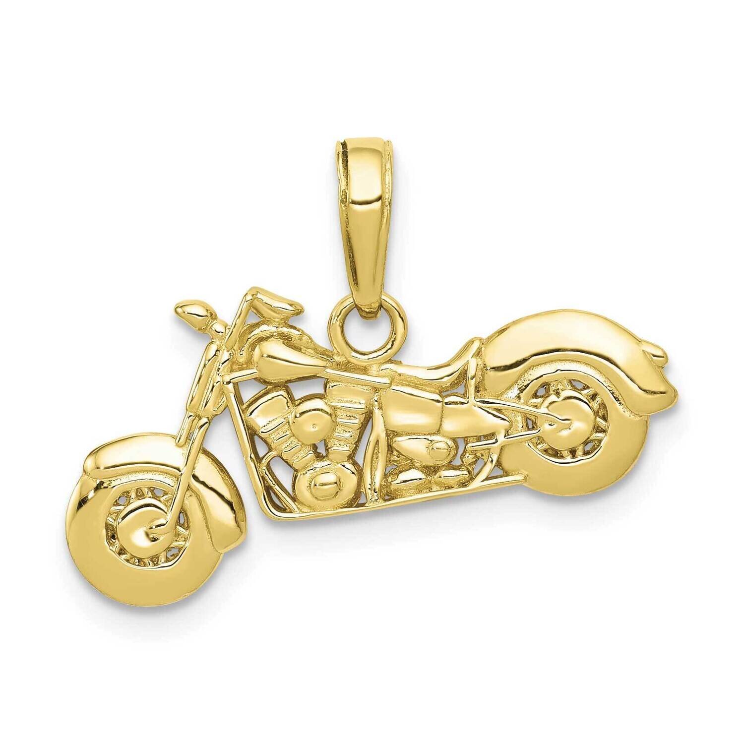 Textured 3-D Motorcycle Pendant 10K Gold Polished 10K5411