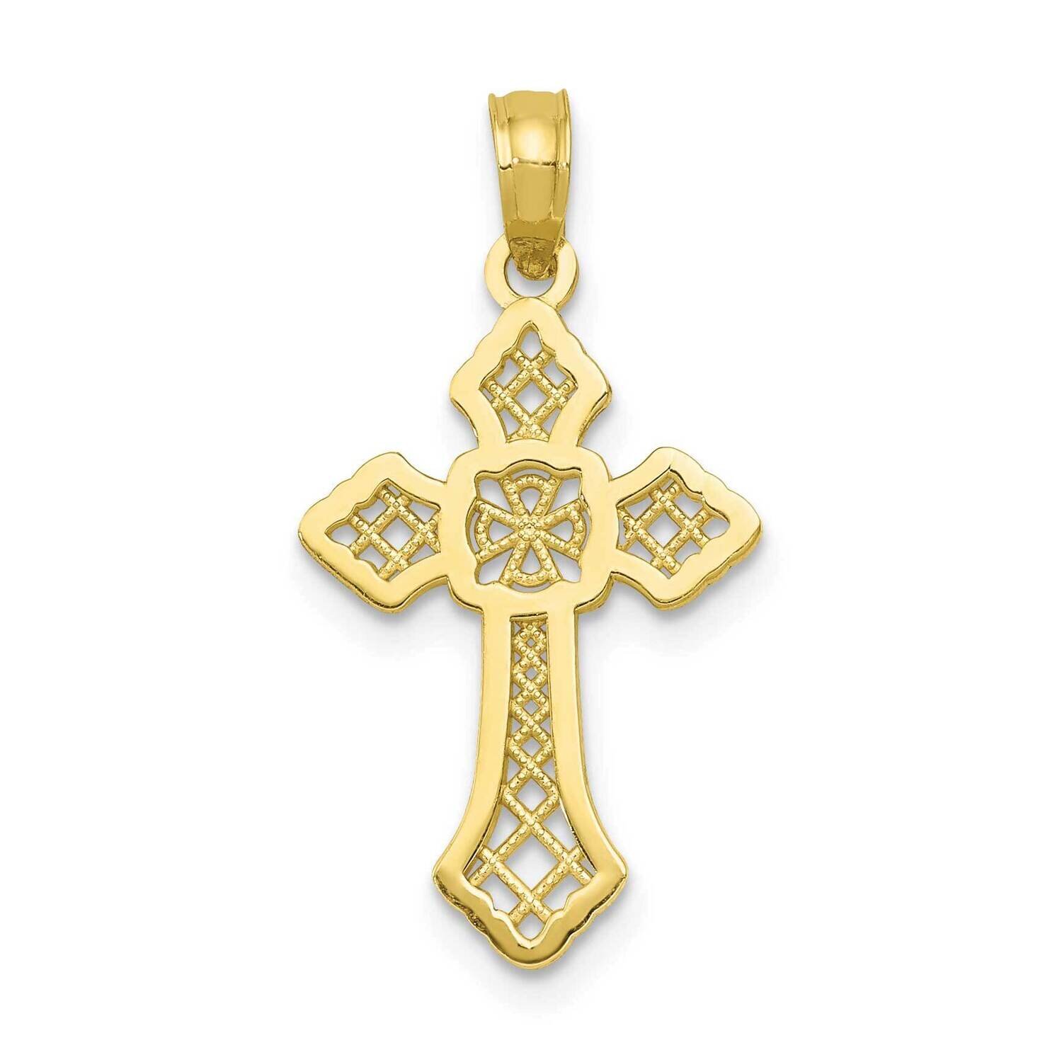 Cross with Lace Center Arrow Tips Pendant 10K Gold Polished 10K5457