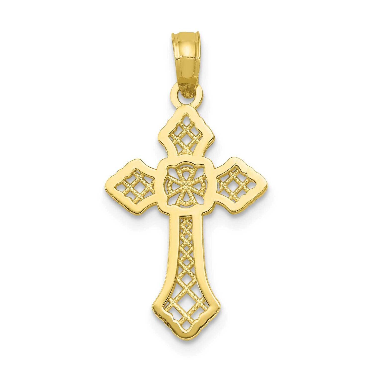 Cross with Lace Center Arrow Tips Pendant 10K Gold Polished 10K5457, MPN: 10K5457,