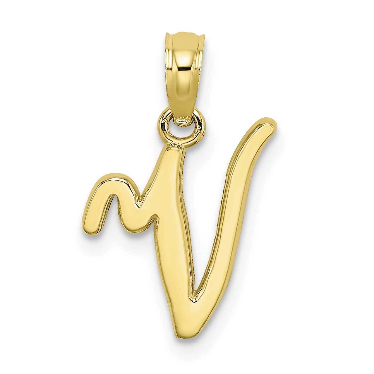 V Script Initial Charm 10k Gold Polished 10K6422V, MPN: 10K6422V,
