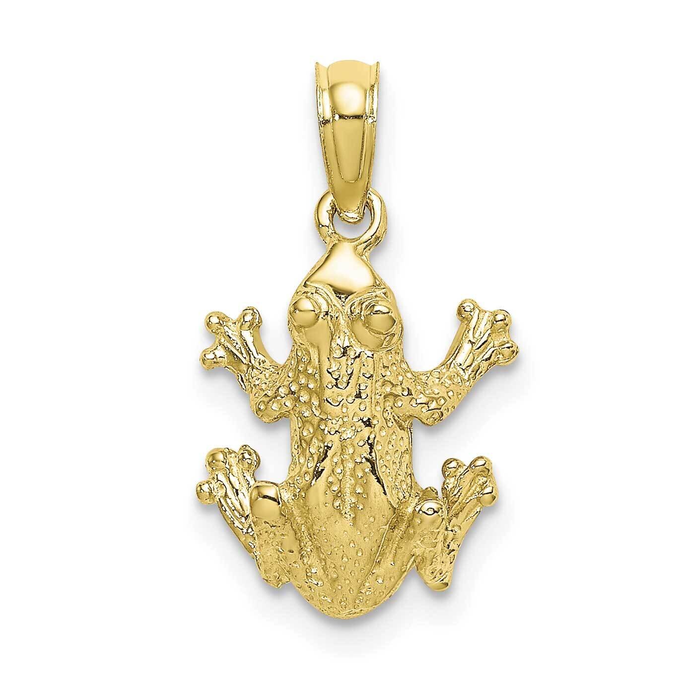 Top View Frog Charm 10k Gold Textured 10K6517