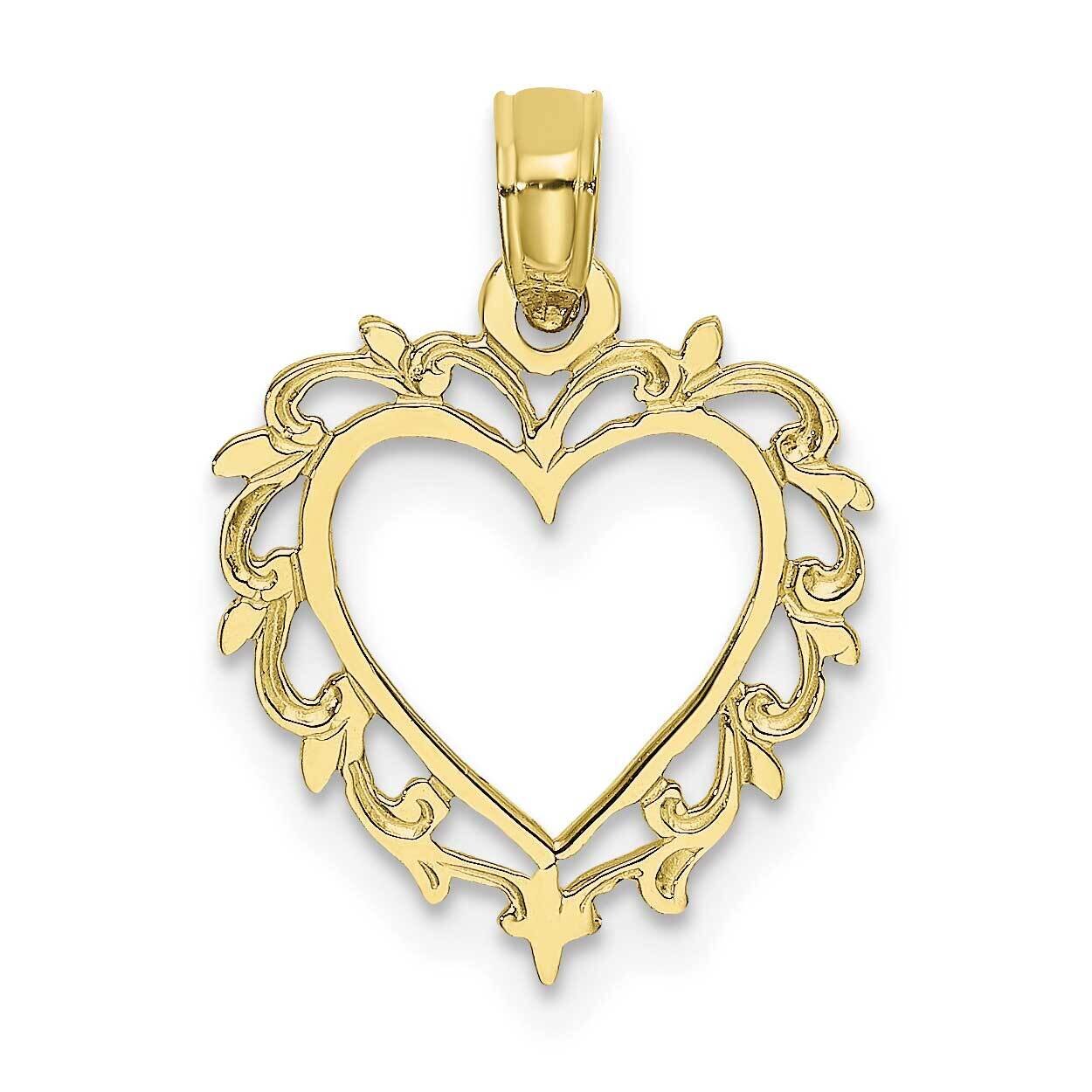 Heart with Lace Trim Charm 10k Gold 10K7099