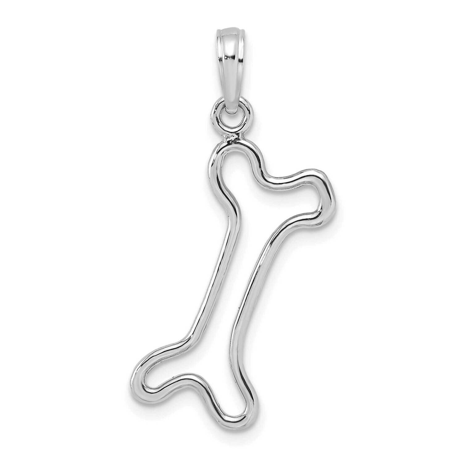 Cut-Out Polished Dog Bone Charm 10k White Gold 10K7166W, MPN: 10K7166W,