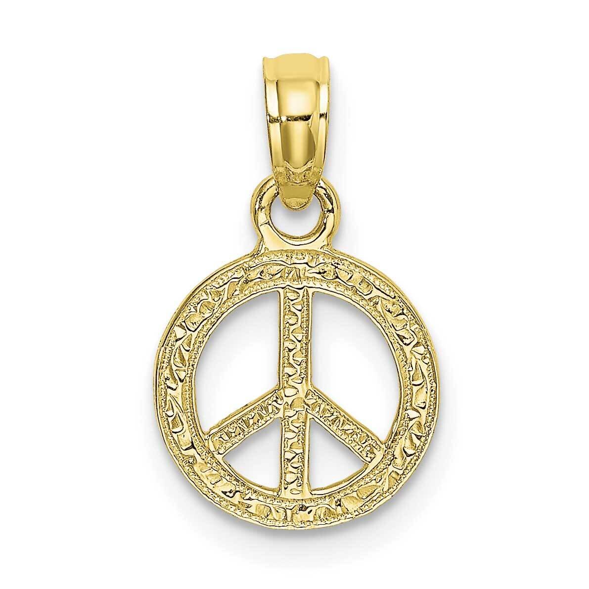 Flat Textured Mini Peace Sign Charm 10k Gold 10K7180, MPN: 10K7180,