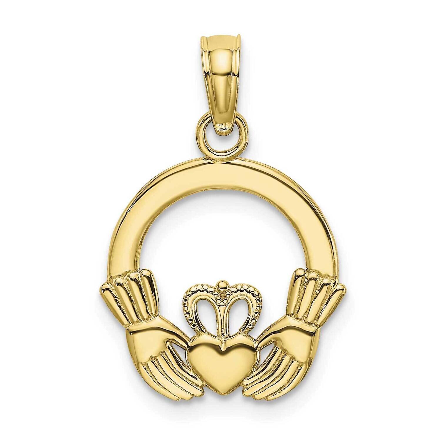 Textured Round Claddagh Charm 10k Gold Polished 10K7237, MPN: 10K7237, 63721818675