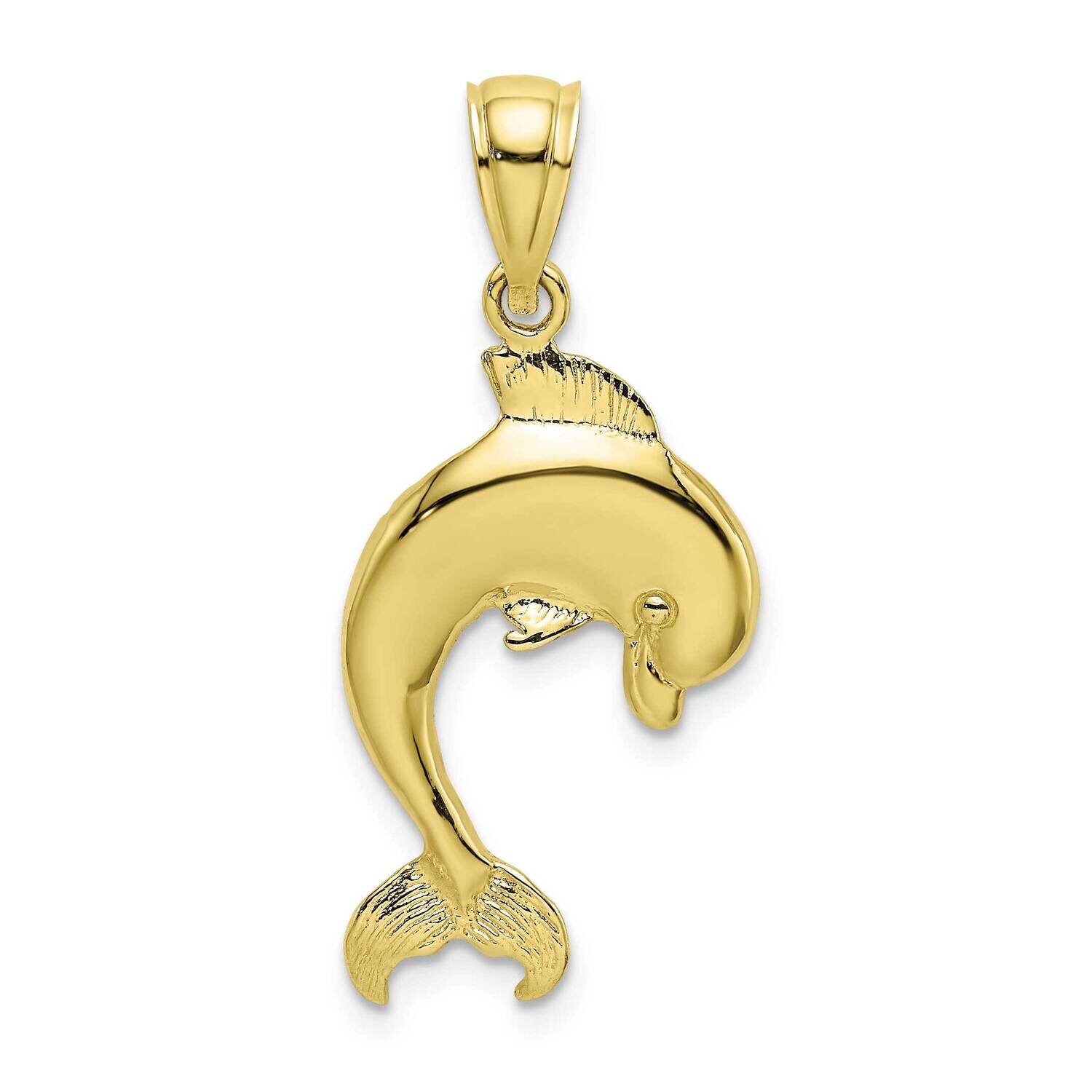 Dolphin Jumping Charm 10k Gold Polished 10K7415