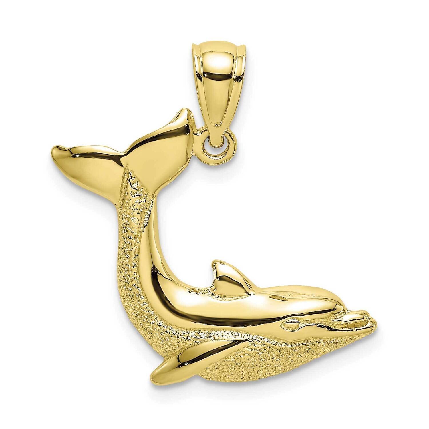 Dolphin Jumping Charm 10k Gold Textured 10K7420