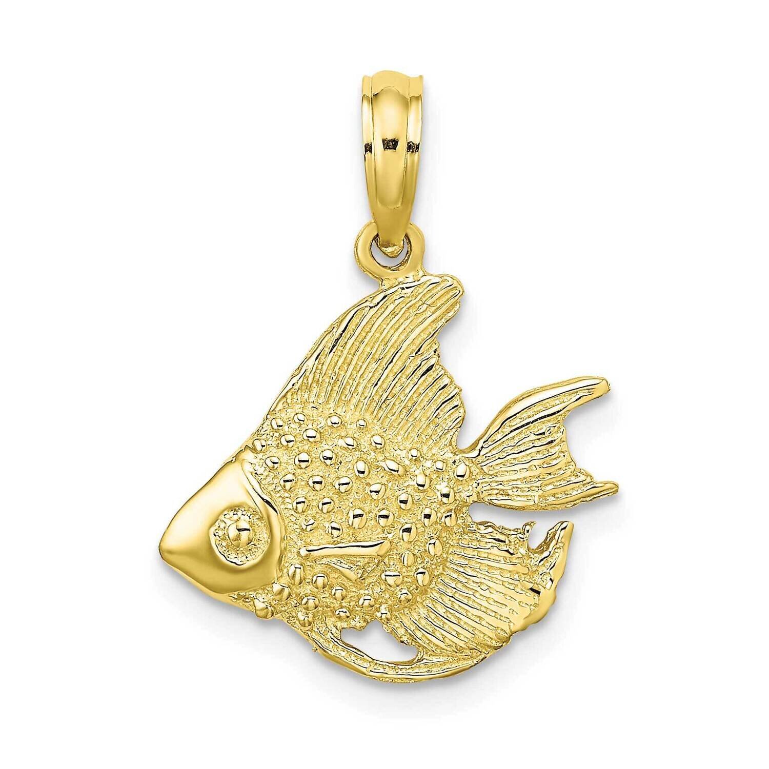 Fish Charm 10k Gold Textured 10K7688