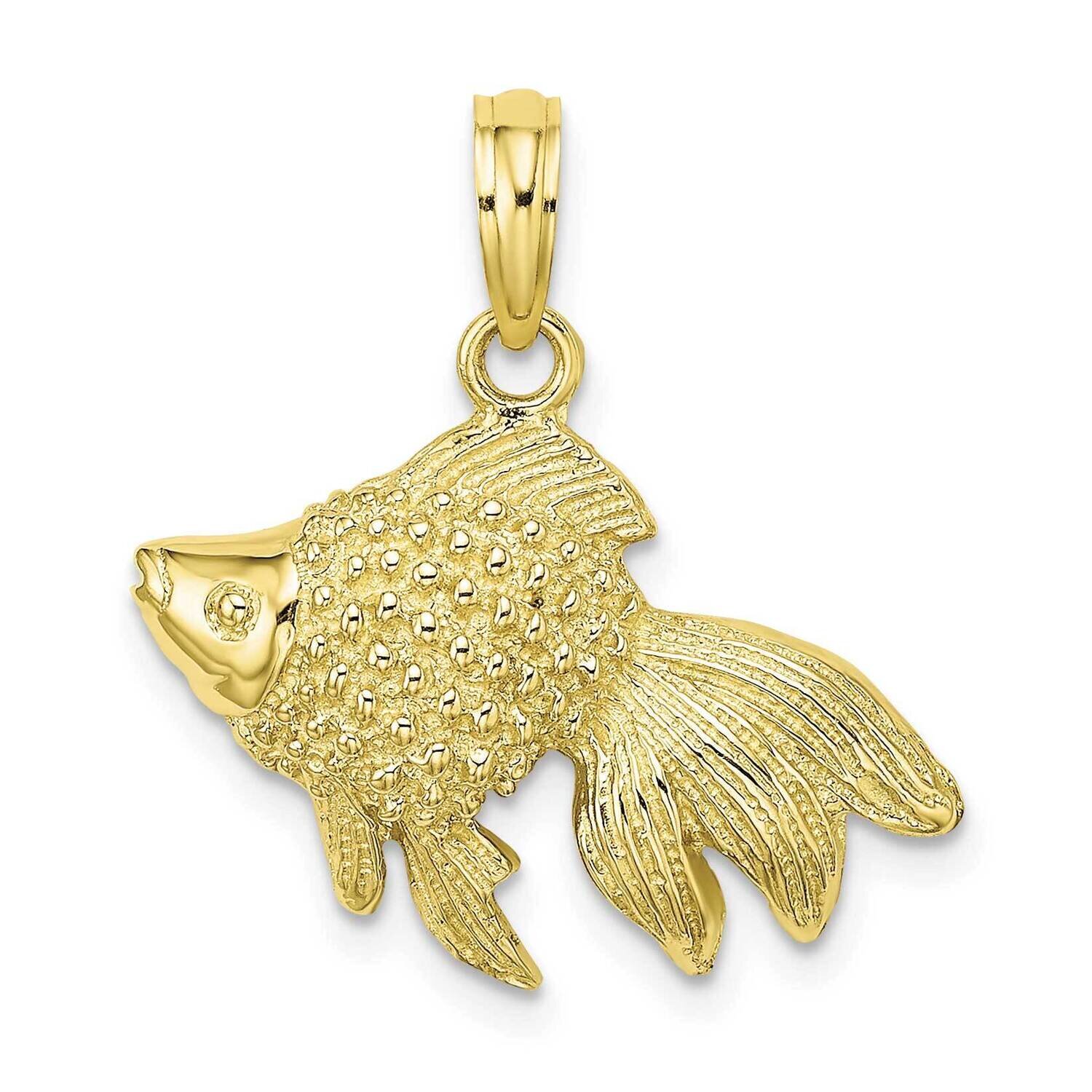 Angel Fish Charm 10k Gold Textured 10K7699