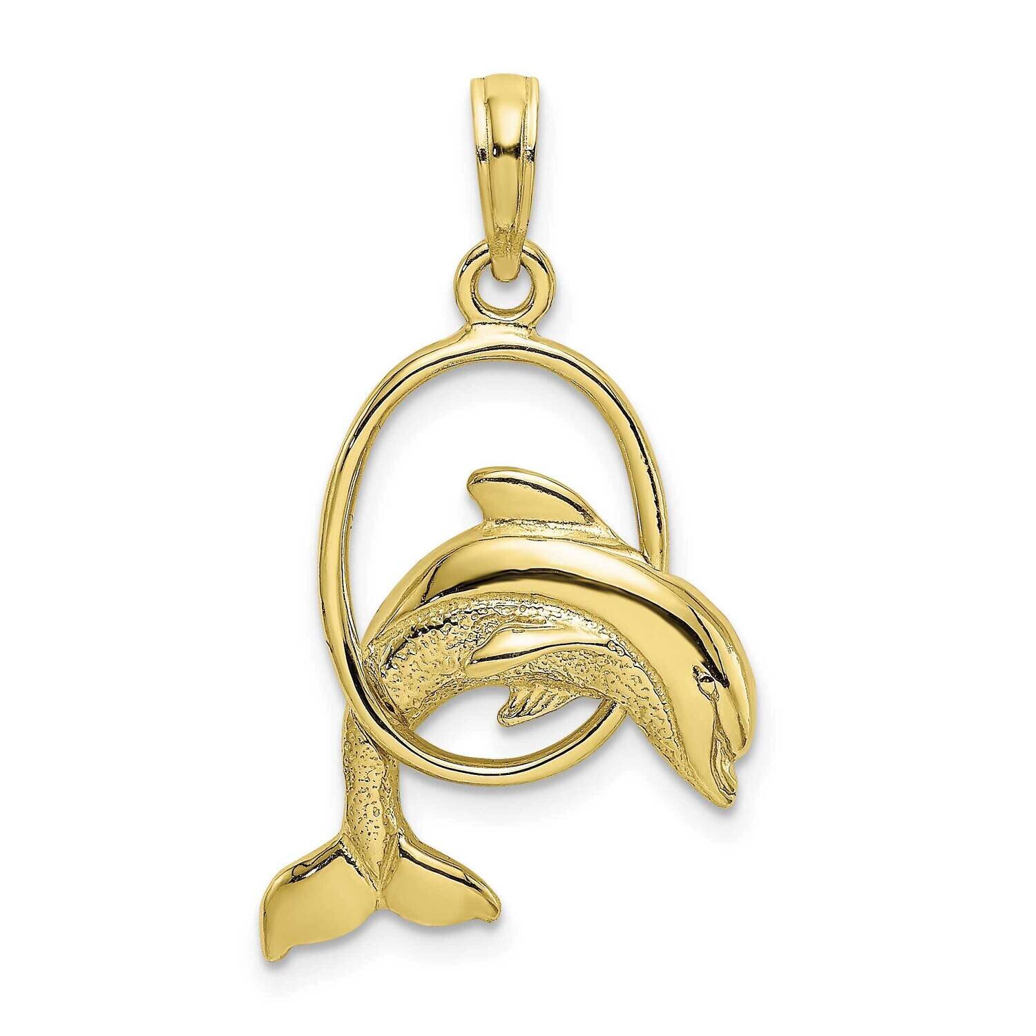 Dolphin Jumping Through Hoop Charm 10k Gold Polished 10K7708