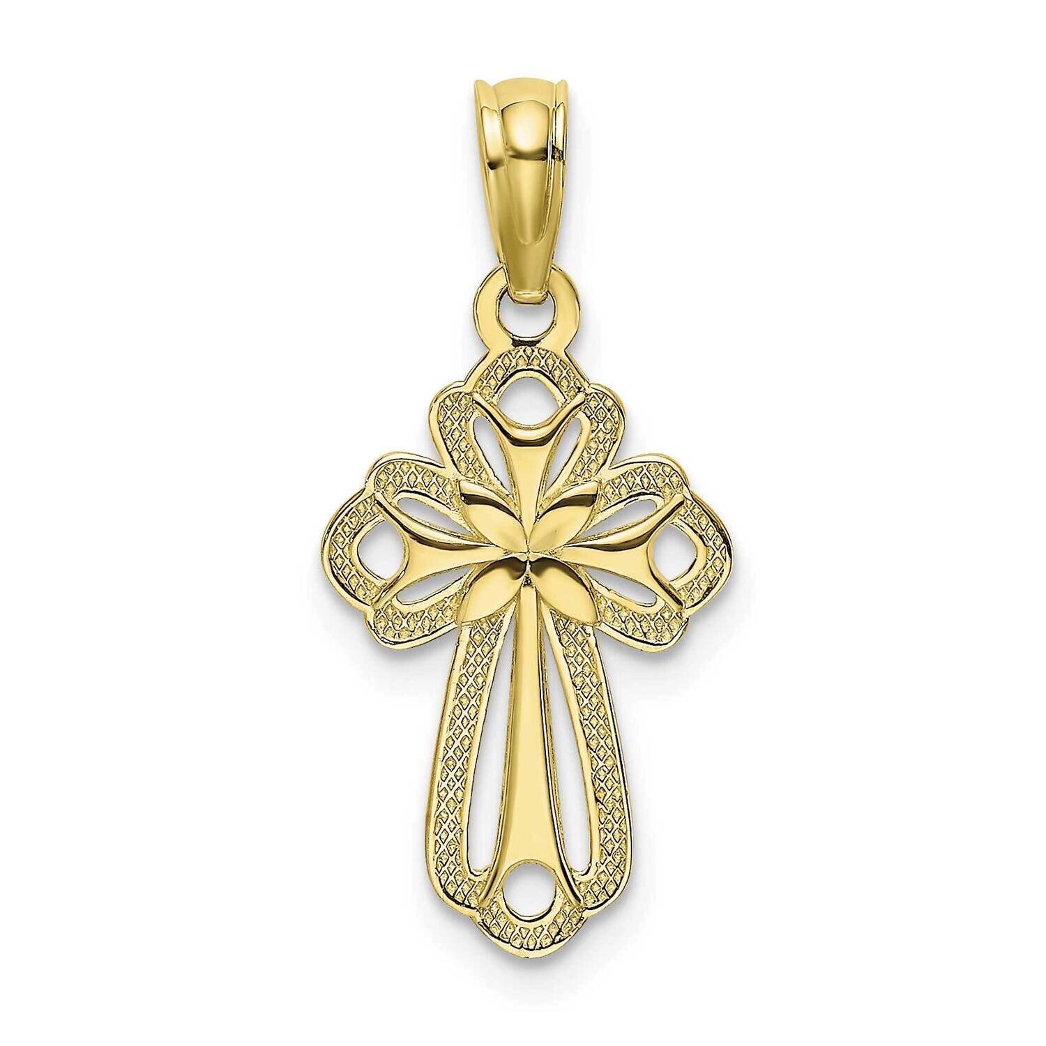 Cut-Out Polished Textured Cross Charm 10k Gold 10K8339, MPN: 10K8339, 63721812994