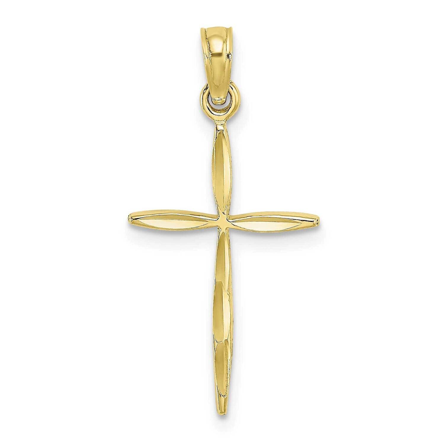 with Tapered Ends Cross Charm 10k Gold Diamond-cut 10K8363