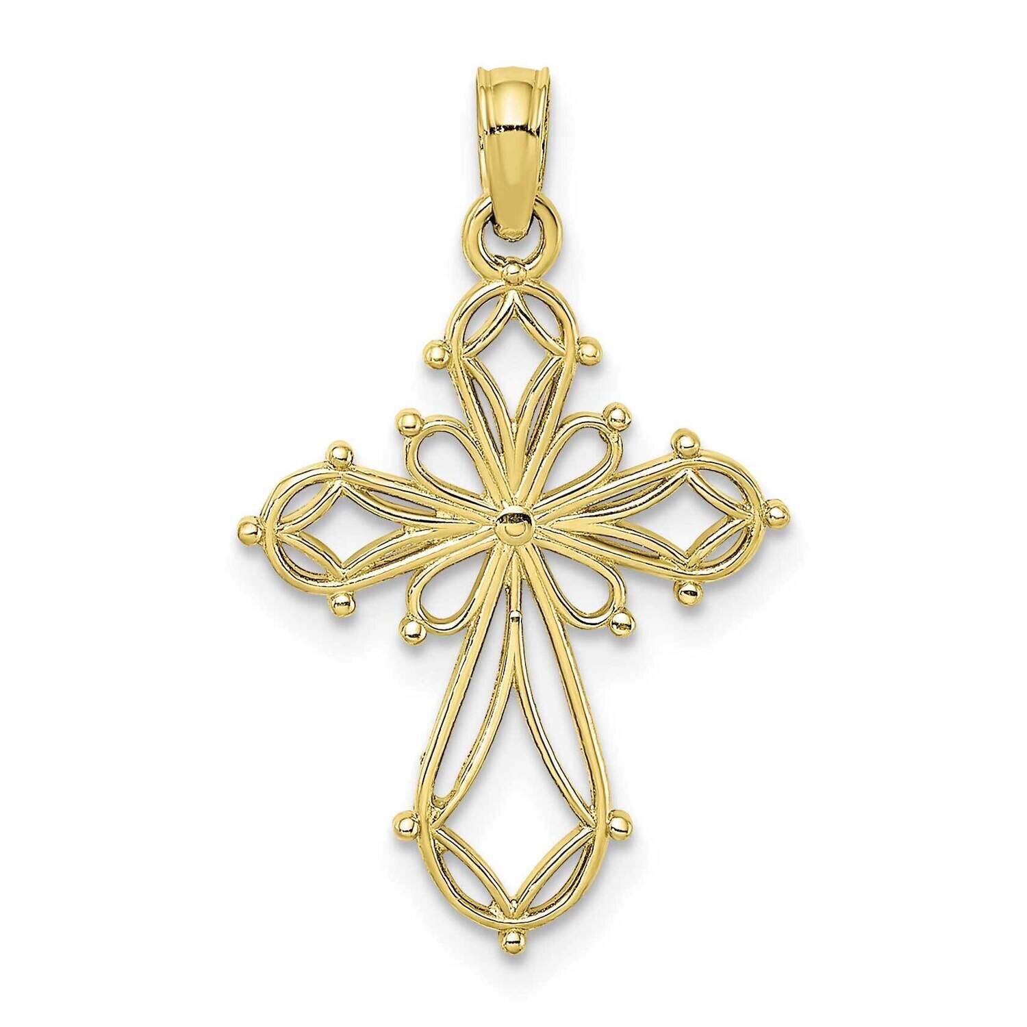 Cut-Out Fancy Cross Charm 10k Gold 10K8417, MPN: 10K8417,