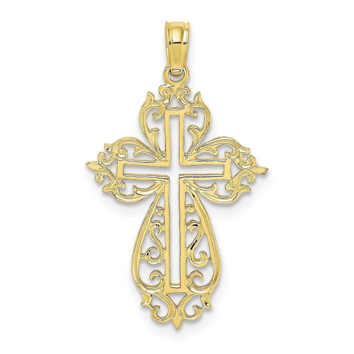 Cut-Out Scroll Framed Cross Charm 10k Gold 10K8426, MPN: 10K8426, 63721818781