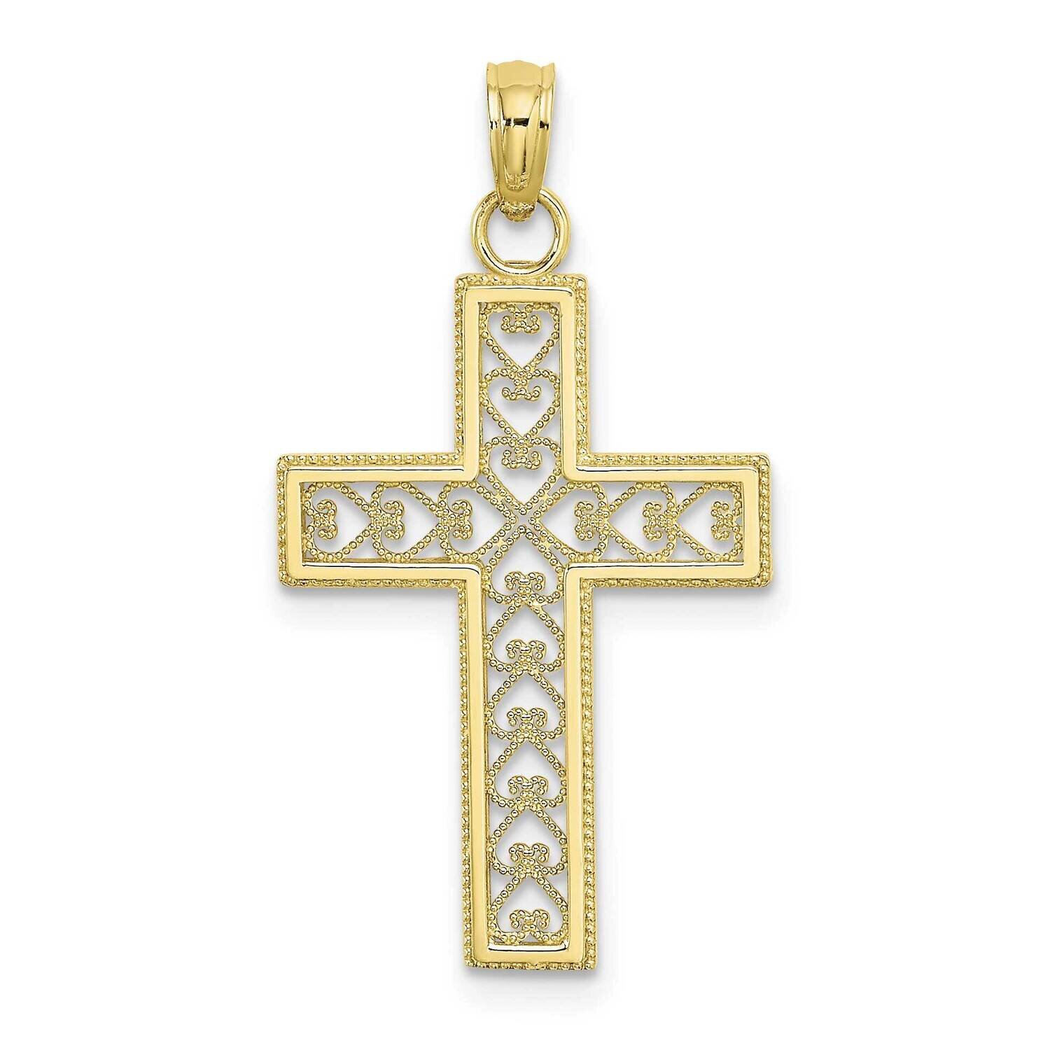 Filigree Cross Pendant 10k Gold Diamond-cut 10K8568, MPN: 10K8568, 63721818781