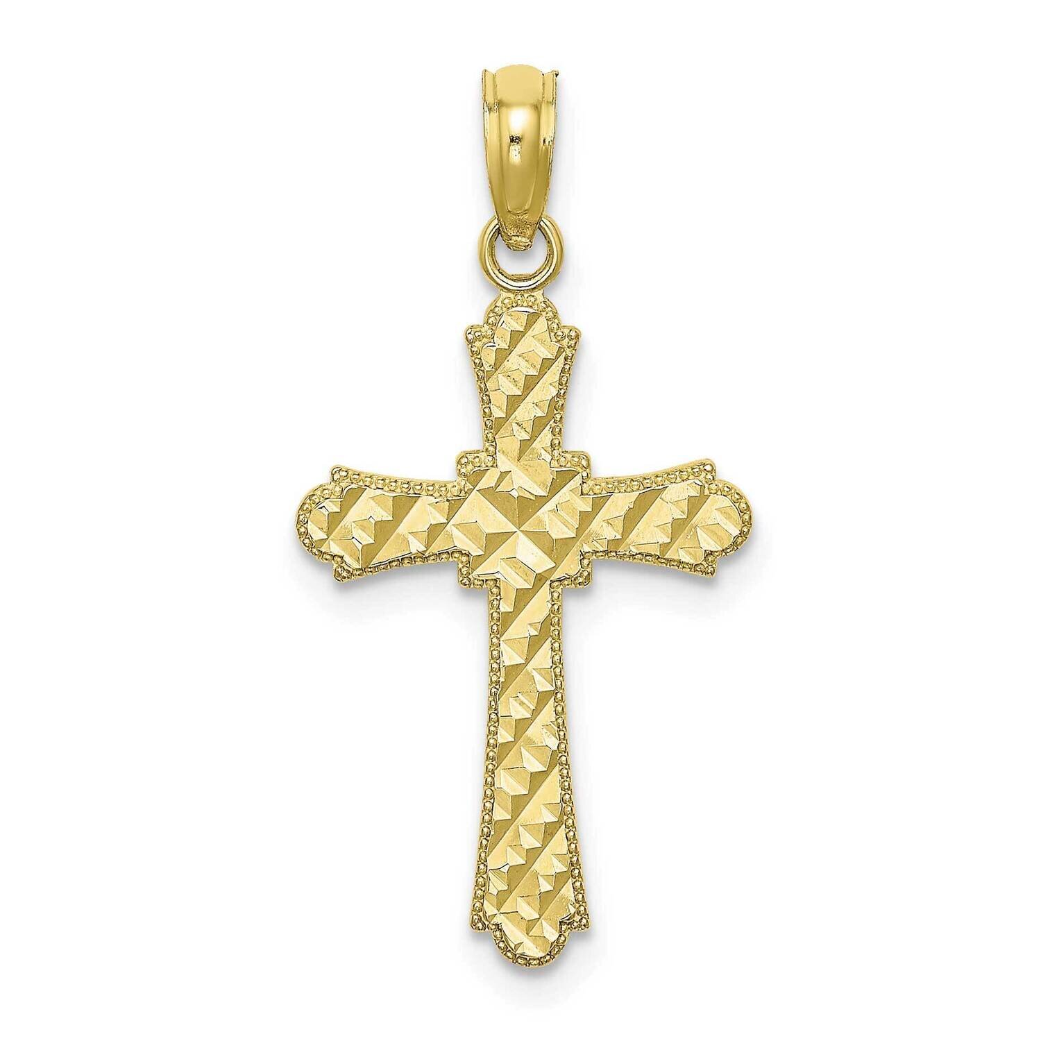 Marquis Shape Cross Charm 10k Gold Diamond-cut 10K8575, MPN: 10K8575,