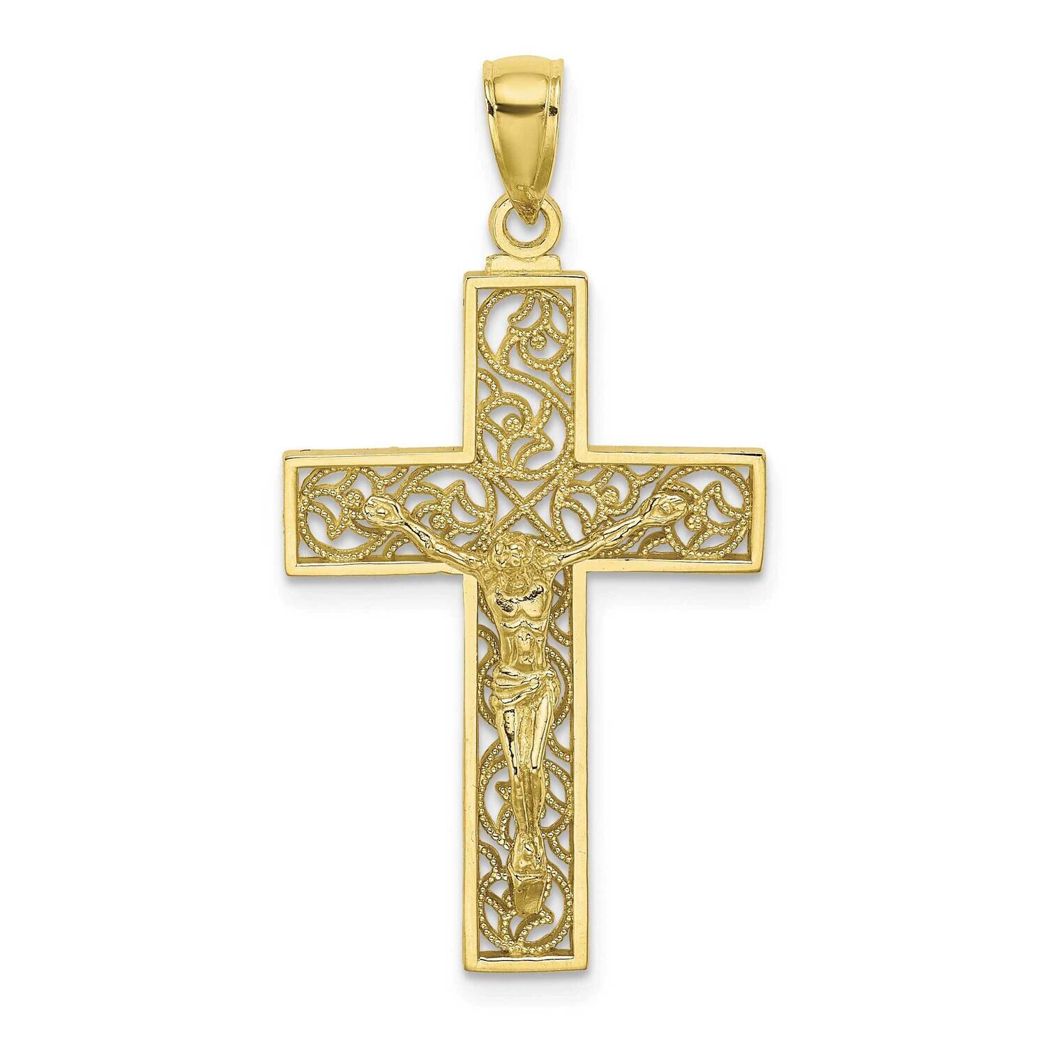 Swirl Design Crucifix Charm 10k Gold Textured 10K8598, MPN: 10K8598, 63721818729
