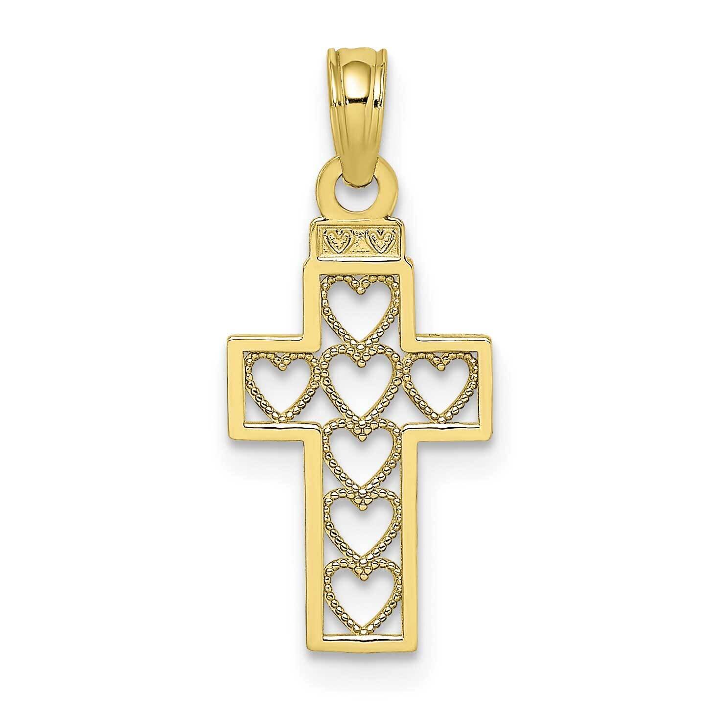 Cut-Out Heart Design Cross Charm 10k Gold 10K8601, MPN: 10K8601,