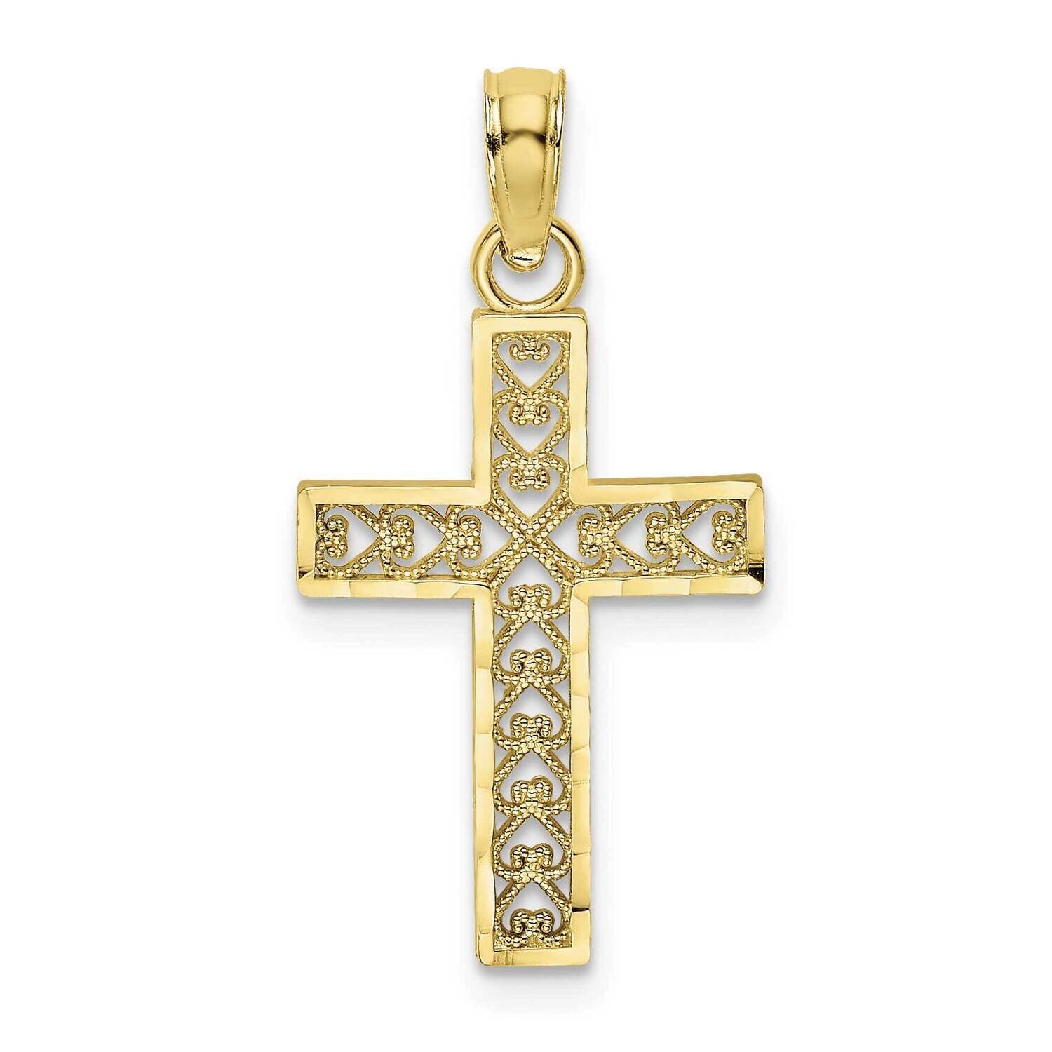Filigree Cross Pendant 10k Gold Diamond-cut 10K8602