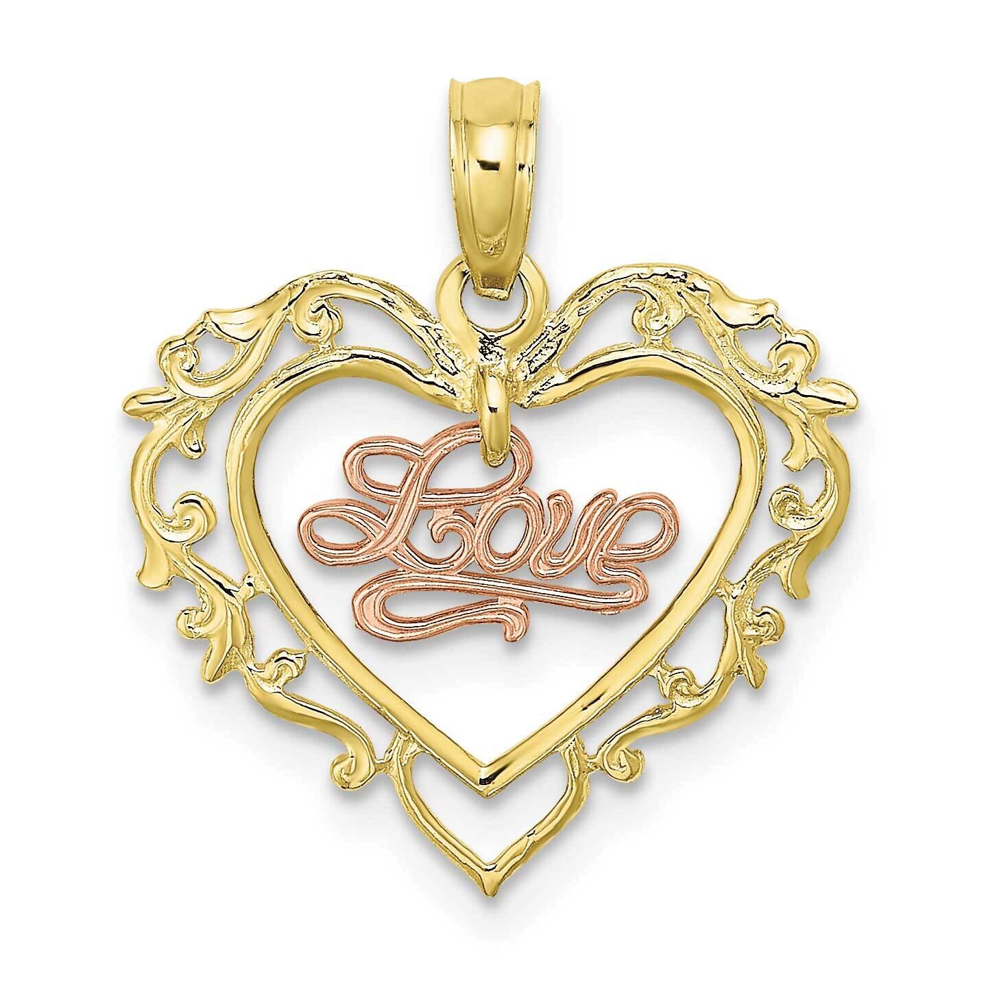 Yellow Rose Gold Love In Heart Charm 10k Gold 10K8984, MPN: 10K8984,