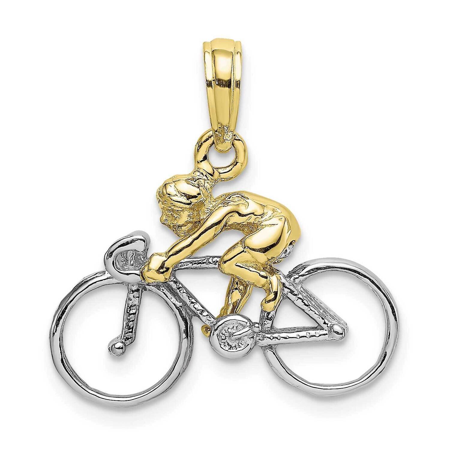3-D Bicycle with Rider Charm 10k Gold with Rhodium 10K9020, MPN: 10K9020, 63721818699
