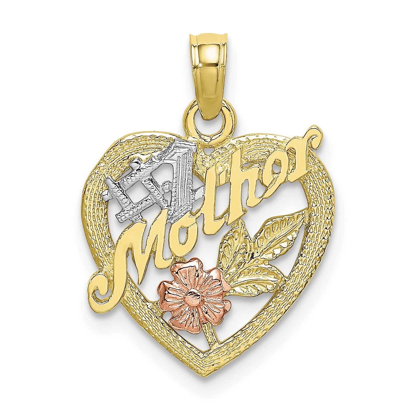 Yellow Rose Gold with Rh #1 Mother Heart Flower Charm 10k Gold 10K9052, MPN: 10K9052, 637218172344