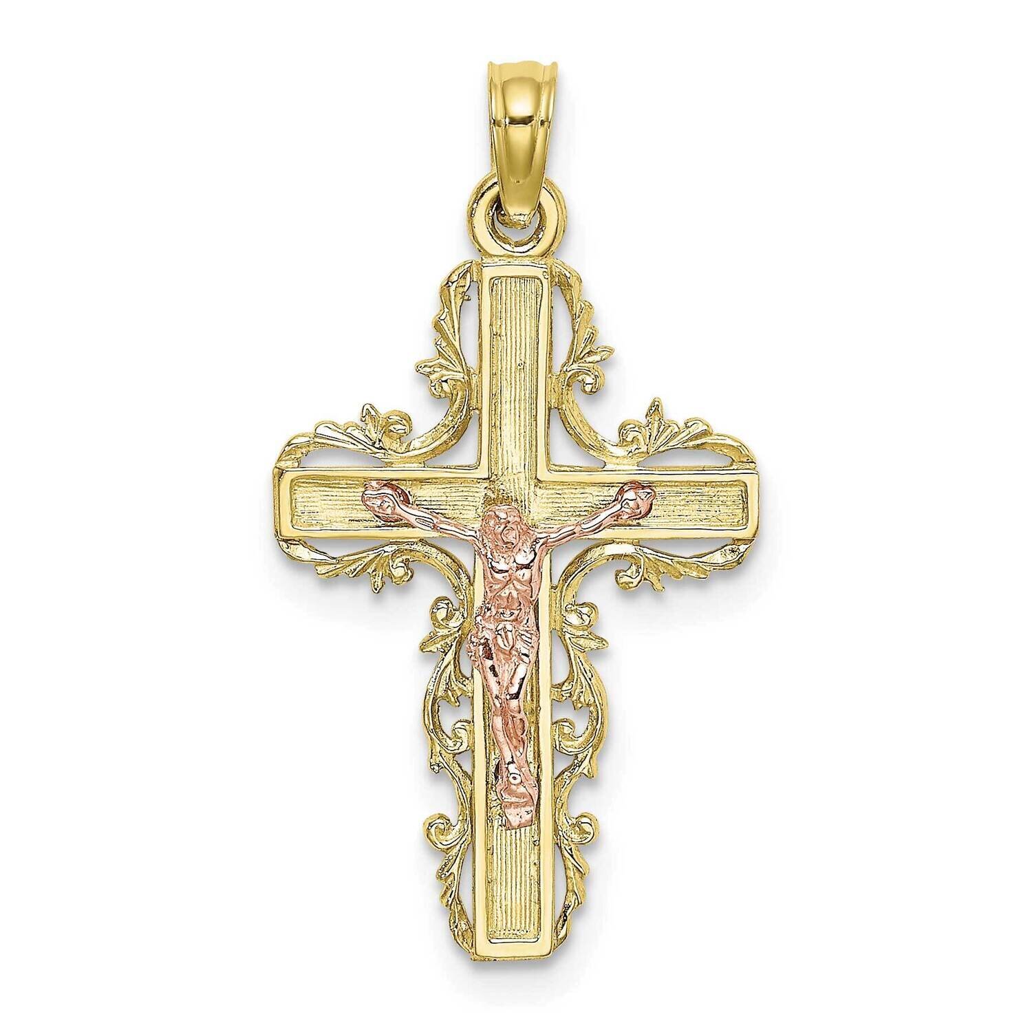 Lace Trim Crucifix Charm 10k Two-Tone Gold  10K9055, MPN: 10K9055, 63721818910