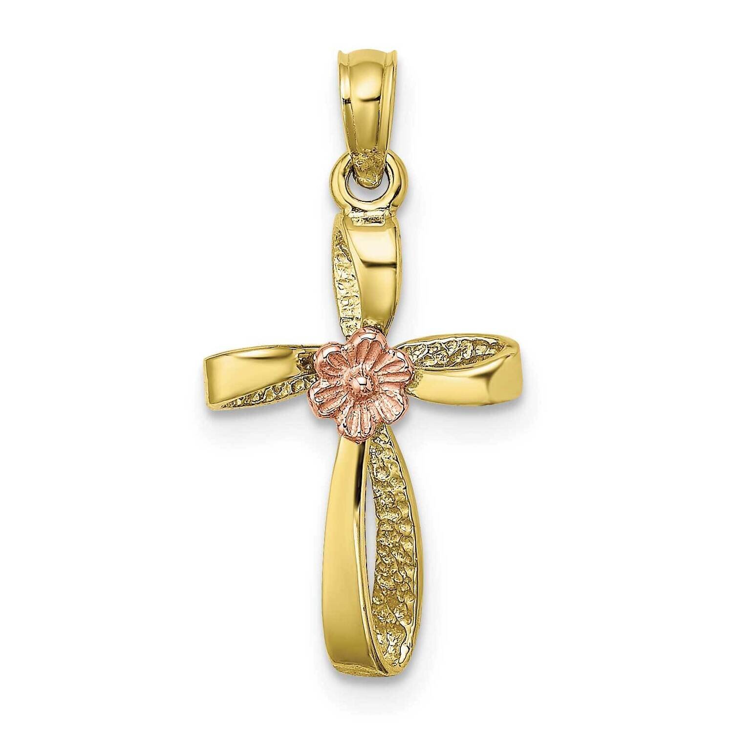 Twisted Cross with Heart Charm 10k Two-Tone Gold  10K9091, MPN: 10K9091, 63721816282