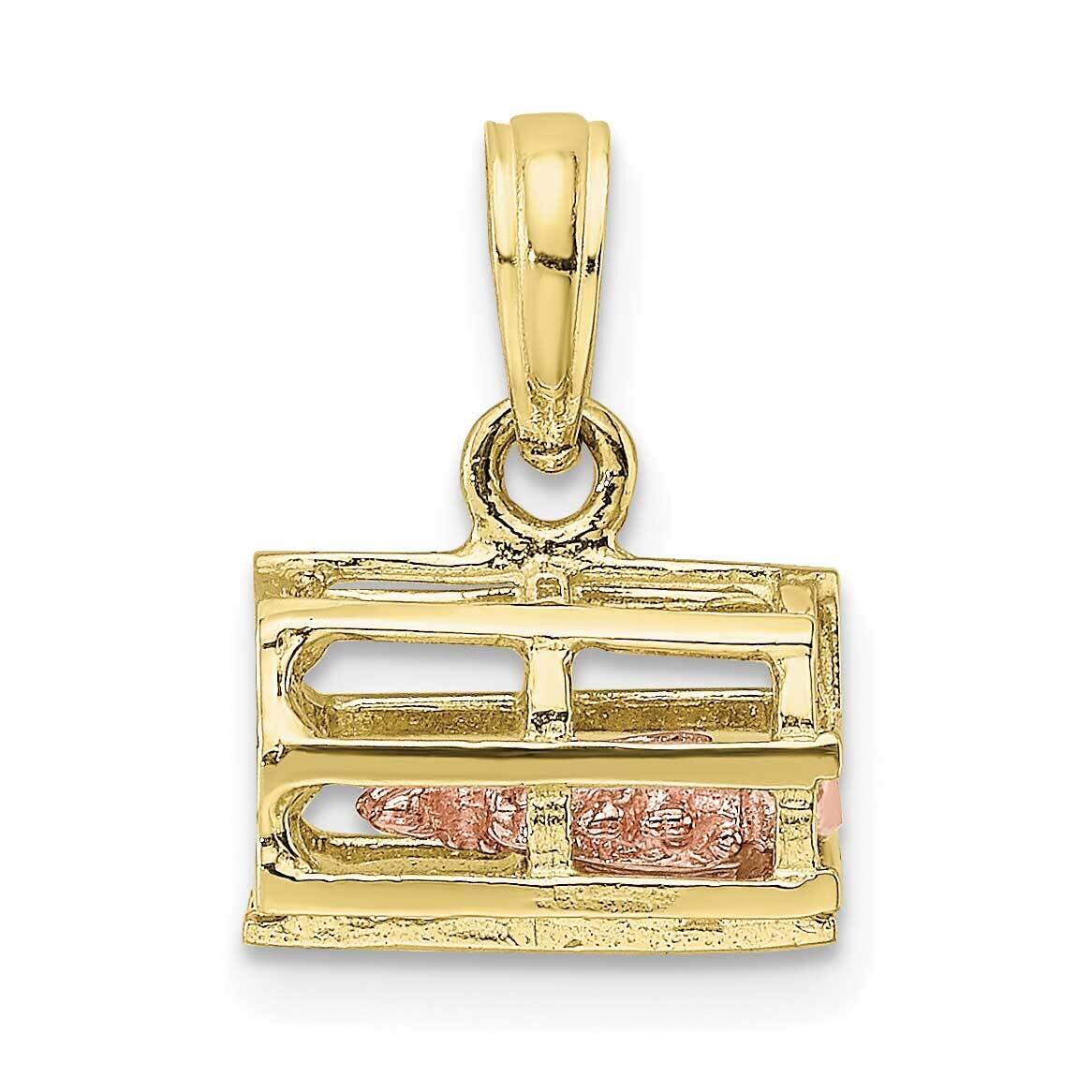 Rose Yellow Gold Lobster Trap with Moveable Lobster Pendant 10k Gold 10K9136, MPN: 10K9136,