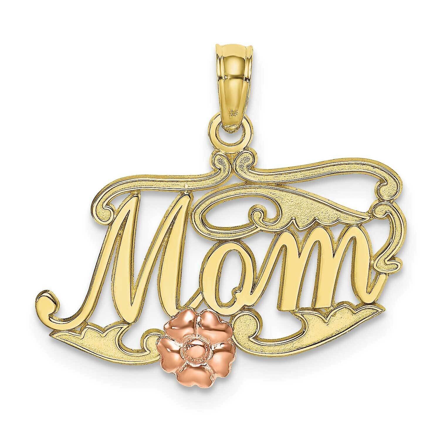 Mom Script with Flower Charm 10k Two-Tone Gold  10K9186, MPN: 10K9186, 63721815445