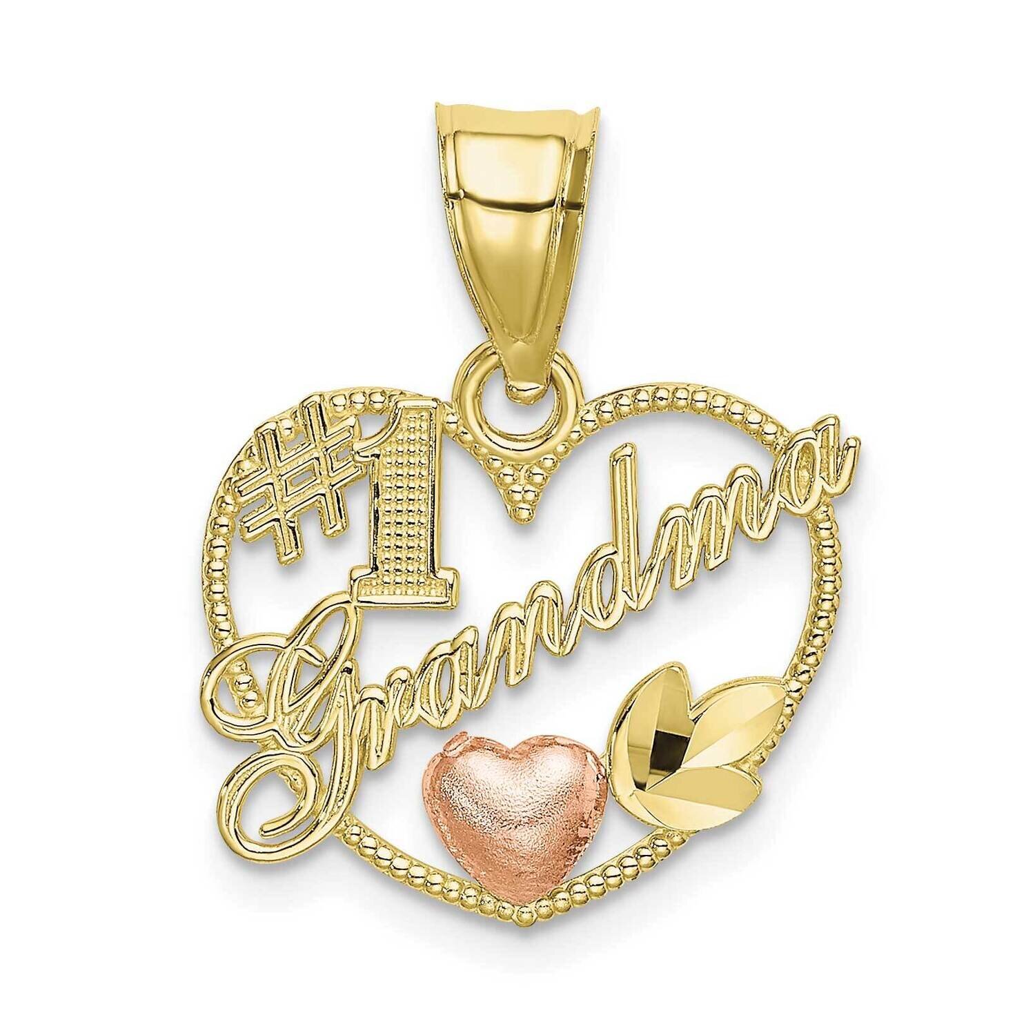 #1 Grandma In Heart Frame Charm 10k Two-Tone Gold  10K9204, MPN: 10K9204, 63721818682