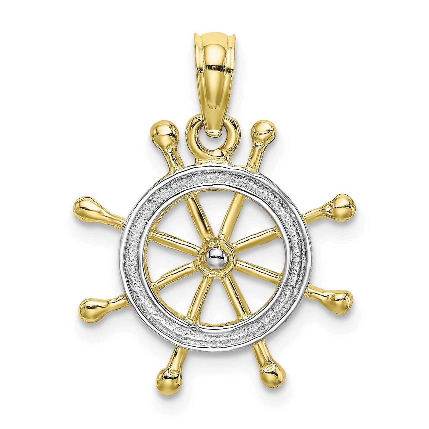 Ship Wheel Pendant 10k Gold &amp; Rhodium 10K9214, MPN: 10K9214, 63721818682