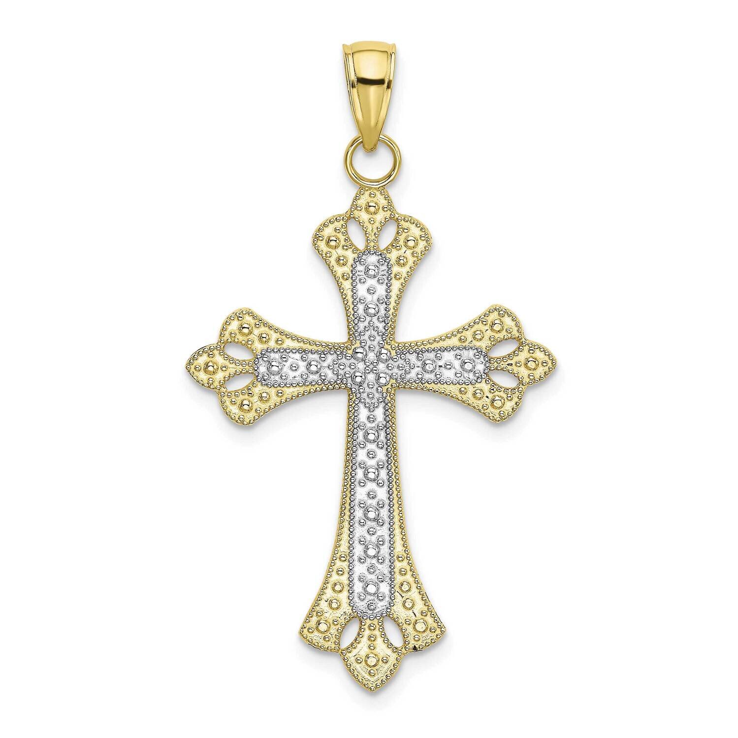 Scalloped Edges Cross Charm 10k Gold with Rhodium 10K9274, MPN: 10K9274, 63721817715