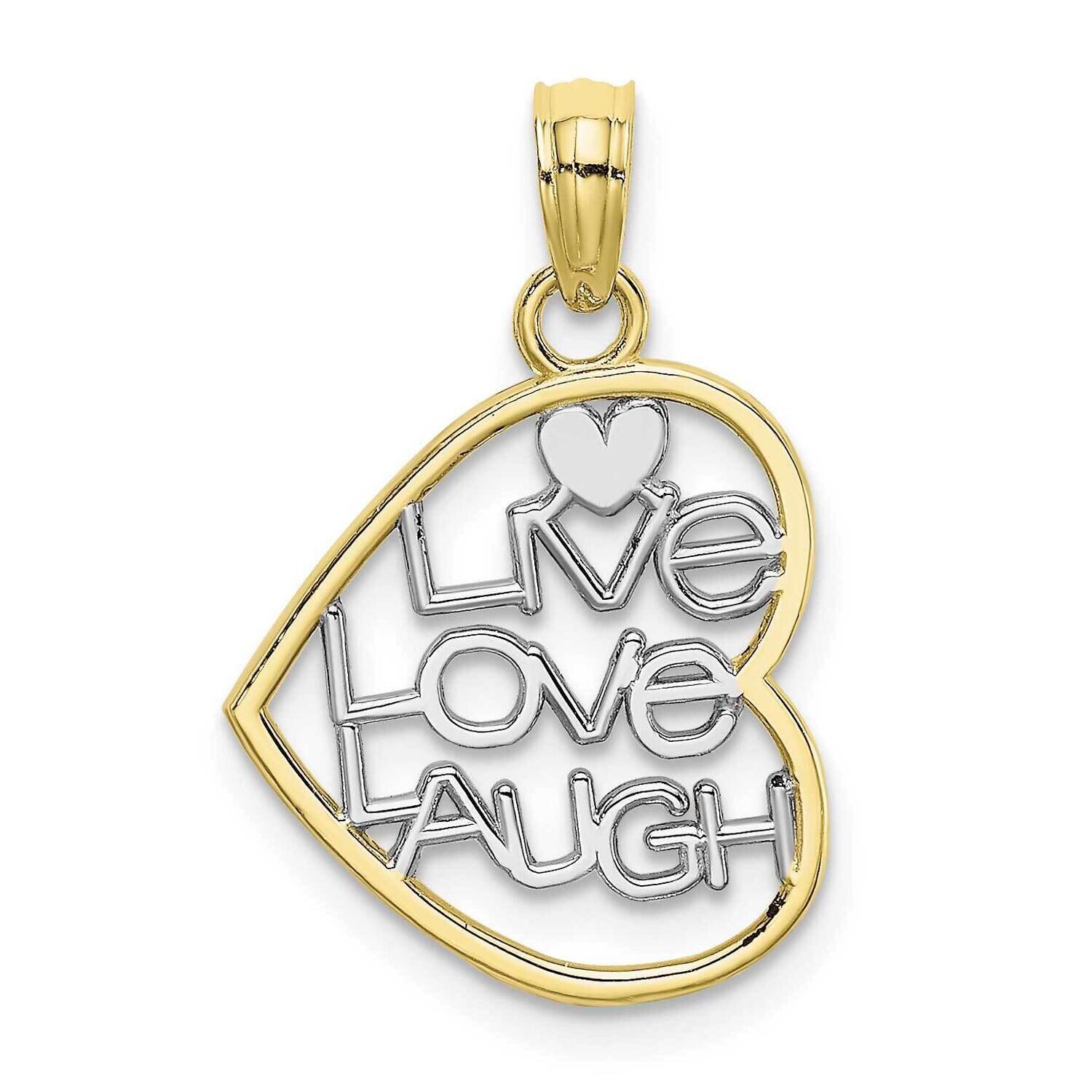 Live Love Laugh In Heart Charm 10k Gold &amp; Rhodium 10K9521